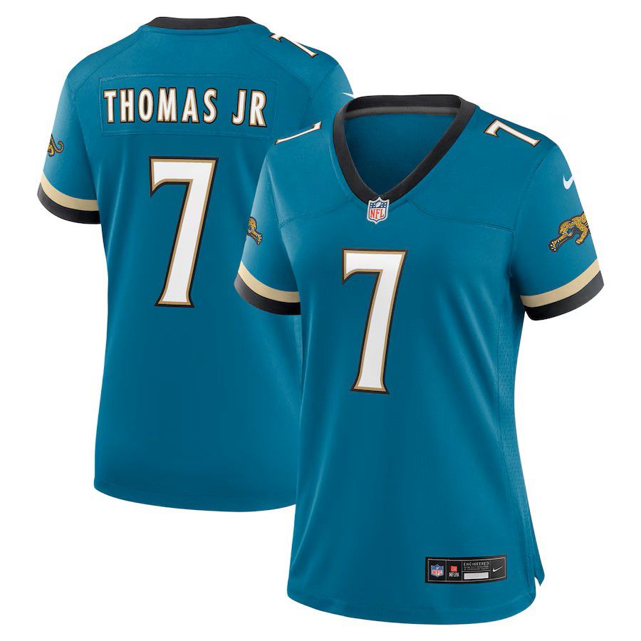 Women Jacksonville Jaguars #7 Brian Thomas Jr Green Nike Throwback Game NFL Jersey